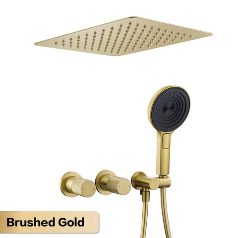 AITANA Minimalist Gun Grey Brass Ceiling Shower System Hidden Embedded Dual Handle Cold and Hot Water 2-Function Bathroom Mixer