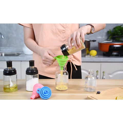 Kitchen Silicone Collapsible Funnel Set of 3 Foldable-Cooking-Food-Grade for Filling Bottles Perfume Capsules Fry Oil Filter