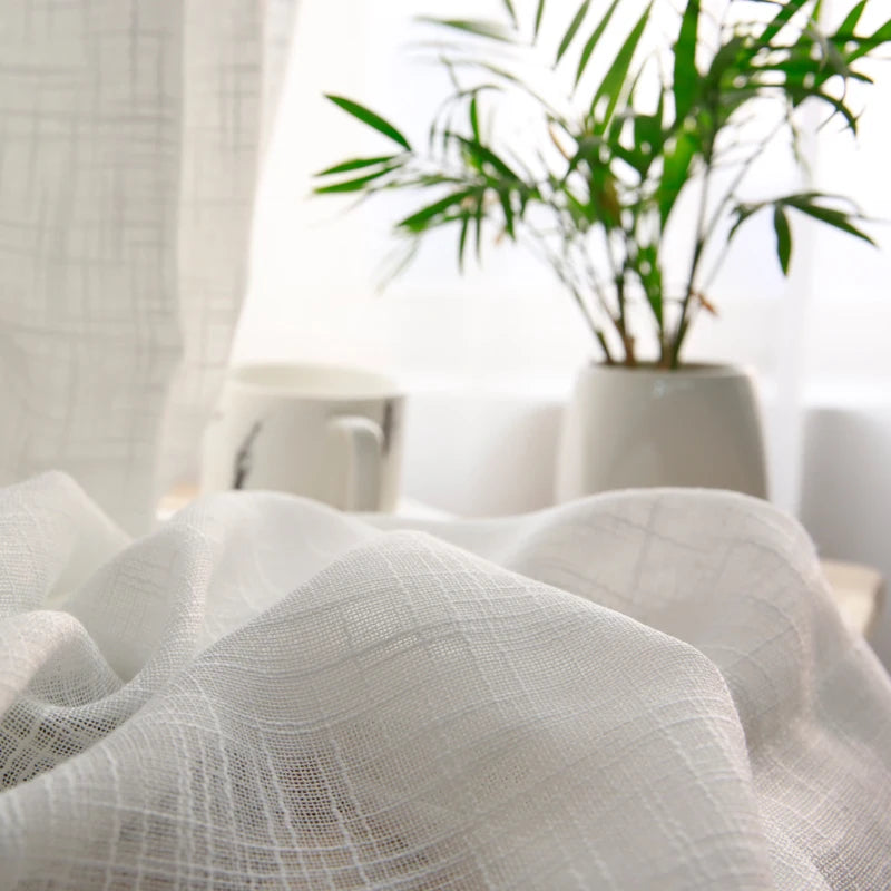Modern White cotton linen sheer curtains for bedroom living room curtains for study curtain living room custom curtain tulle