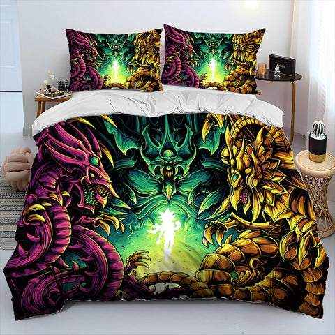3D Yu-Gi-Oh MONSTER CARD Anime  Comforter Bedding Set,Duvet Cover Bed Set Quilt Cover Pillowcase,king Queen Size Bedding Set Kid