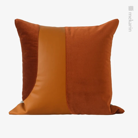 decorative cushion lining for sofa Orange leather flannel stitching cushions pillow villa model room square pillow Pillow hugs
