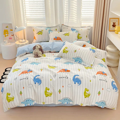 Cute Bear Duvet Cover Set for Teens, 3-Pieces Set 100%Cotton Comforter Cover with Pillow Shams, Soft Comfortable Kids Bedding