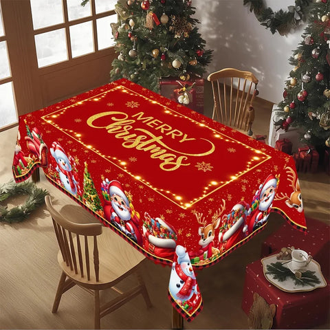 Christmas Tablecloth Christmas Decorations for Home 2025 Xmas Gifts Navidad New Year Winter Holiday Kitchen Dining Table Cover