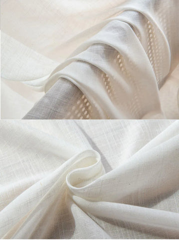 Modern Decorative Linen Solid Home Linen White Sheer European Style Window Curtains Rod Pocket Grommet for Living Room Bedroom