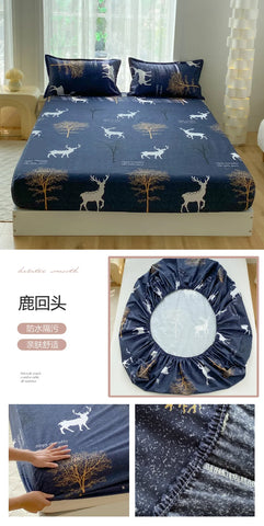 1pc Waterproof Fitted Bed Sheets Cartoon Style Single Bed Cover for Kids Queen/King sabanas cama matrimonial(without pillowcase)