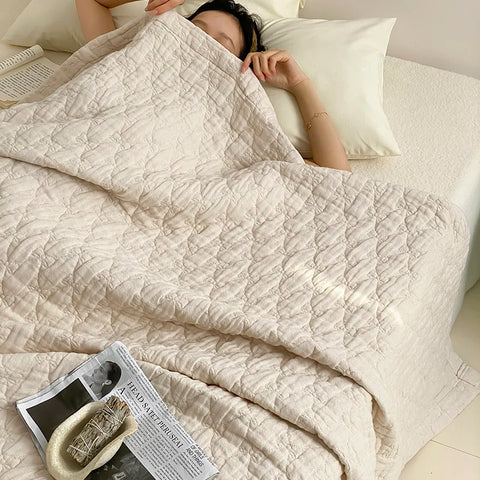 100% Cotton Duvet Quilted Quilts Single/Queen Size Comforter Summer Blanket High Quality Bedspread 여름이불(No Pillowcase)
