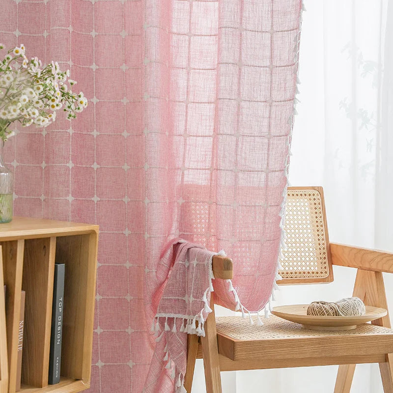 Home bedroom Nordic style simple semi-blackout sunscreen solid color curtains  ak721
