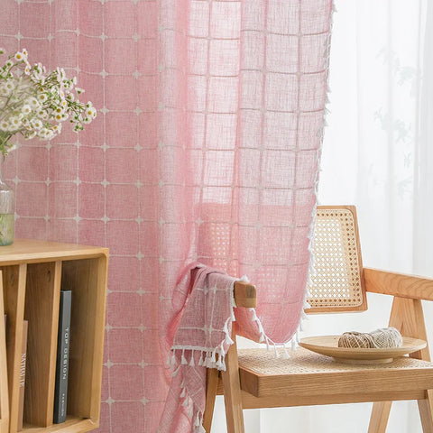 Home bedroom Nordic style simple semi-blackout sunscreen solid color curtains  ak721