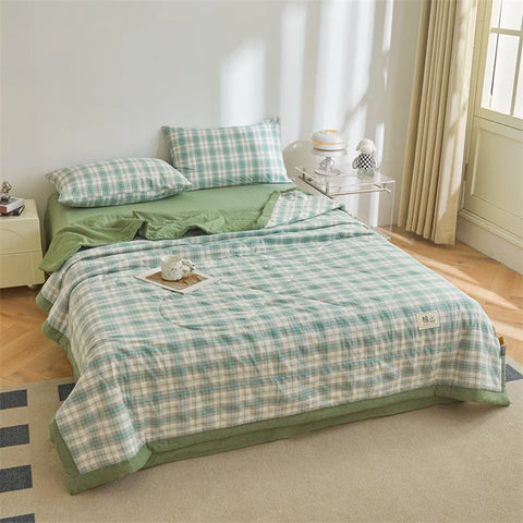 Summer 100% Cotton Thin Quilt Comforter Soft Air Conditioning All Season Quilt/Duvet/Blanket Lightweight Bed Cover Soft Bedding