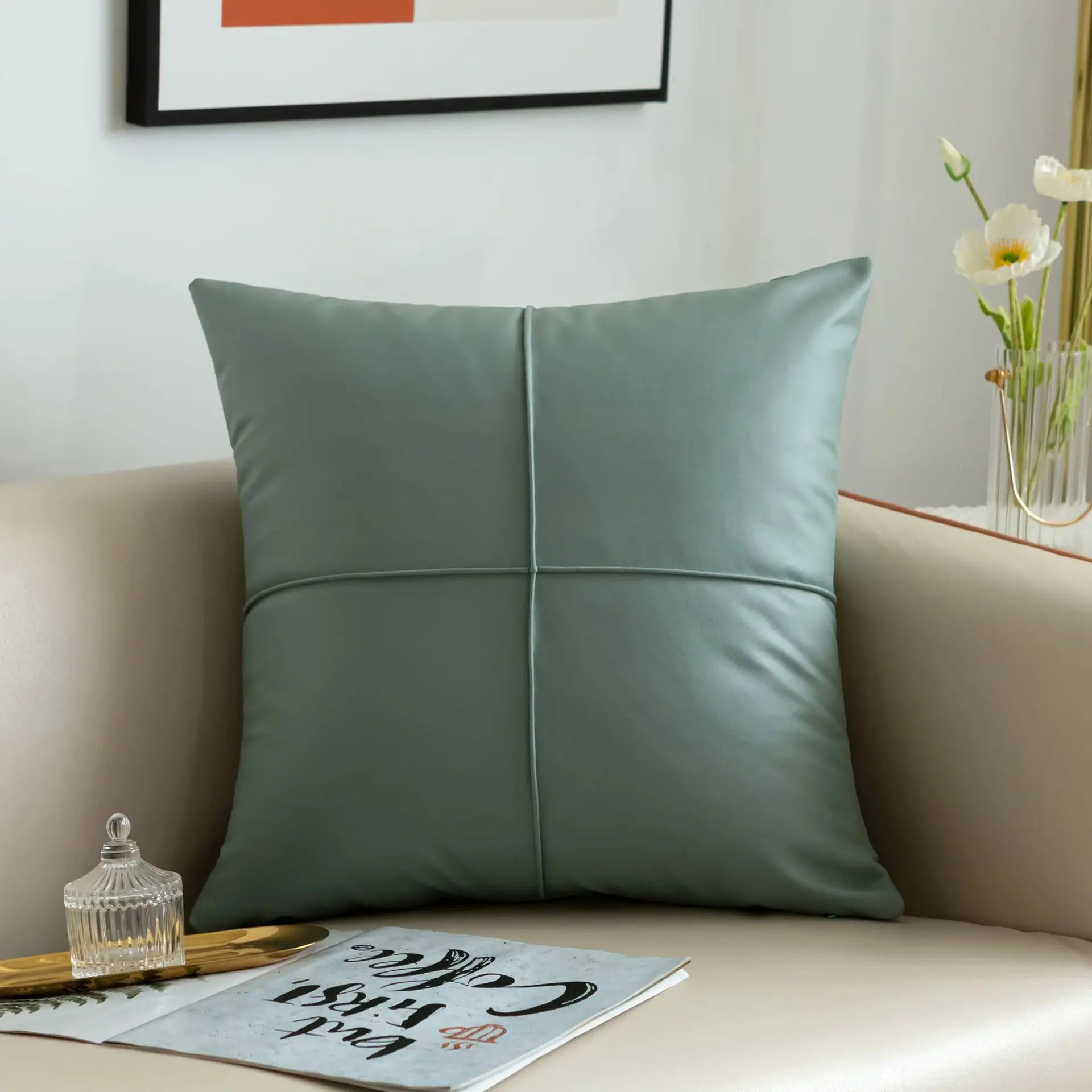 light luxury simulation leather thickened technology cloth waterproof throw pillow living room sofa cushion rectangular pillow