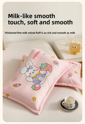 Kids Thick Warm Winter Pillowcase ,Velvet Flannel Skin-Friendly Pillowshams,Fluffy Fabric Pillow Covers Super Soft Home Textiles