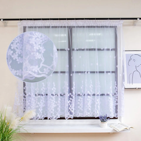FLYING Romantic Style Embroidered Sheer Curtain Semi-Transparent Window Drapes for Living Room Multiple Sizes Available 1pc
