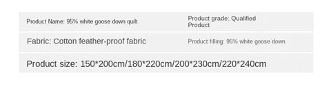 Anti-feather cloth 95 white goose down duvet silent winter quilt warm hotel gift quilt quilt core for home use