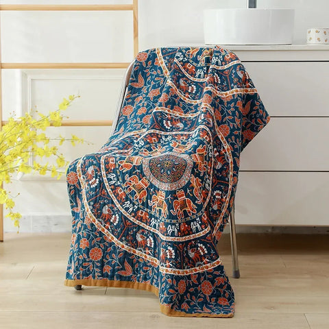 Nordic 21 Styles New Bohemian Floral Printing Adult Soft Absorbent Cotton Gauze Beach Bath Towel Bathroom Accessories 80×160CM