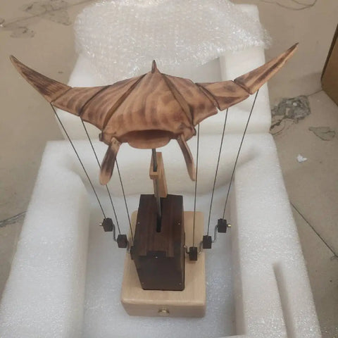 Hand-carved Flying Manta Ray Kinetic Sculpture - Unique Wooden Desktop Ornament for Home/Office Decoration & Gifting