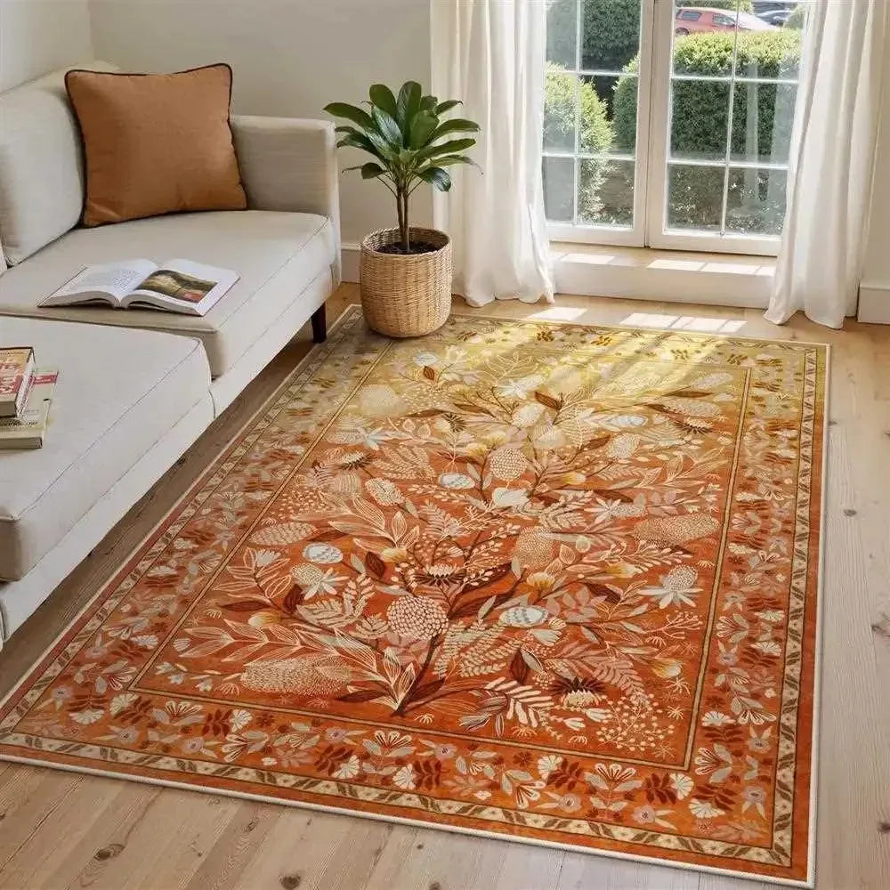 VIKAMA Flannel Carpet Scandinavian Living Room Mat Bedroom Bedside Rug Flower Rug Large Rug Non-slip Washable Mat Home Decor