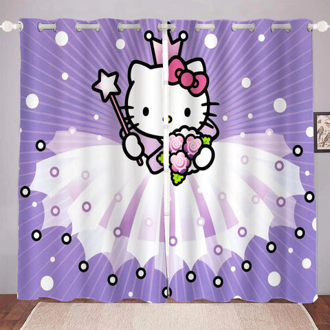 Hello Kitty Cartoon Curtains for Living Room Home Decor Blackout Bedroom Balcony Screen Dustproof Cute Gifts for Children