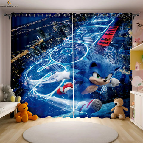 Cute Cartoon Cat Digital Printing Curtain Bedroom Living Room Kitchen Dormitory Decorative Curtain Easy To Wash And Care 2 PCS