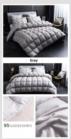 White Goose Down Comforter Warm Winter Thick 3D Bread Bed Blanket Luxury Pinch Pleated Filling for Quilts Single Double Duvet
