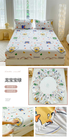 1pc Waterproof Fitted Bed Sheets Cartoon Style Single Bed Cover for Kids Queen/King sabanas cama matrimonial(without pillowcase)