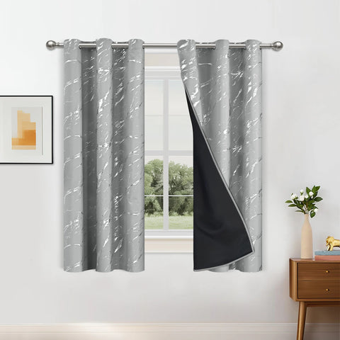 1pc/2pcs 100% Blackout Curtains, Luxury Marble and Wave Pattern Privacy Curtain for Living Room, Bedroom, Home Decor Grommet Top
