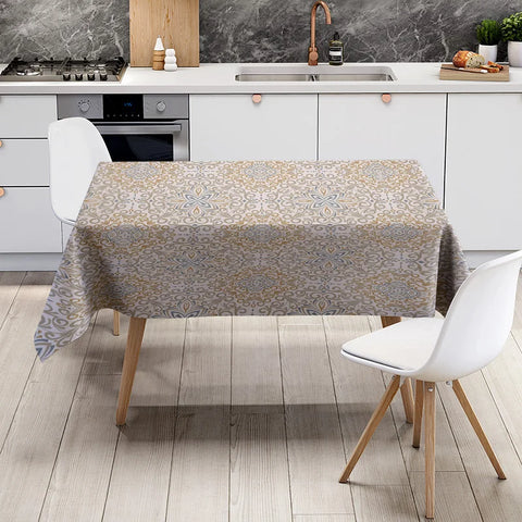 Modern Floral Tablecloth: Elegant Gold White Dining Room Decor for Kitchen Tables 60x125cm Square Home Textiles