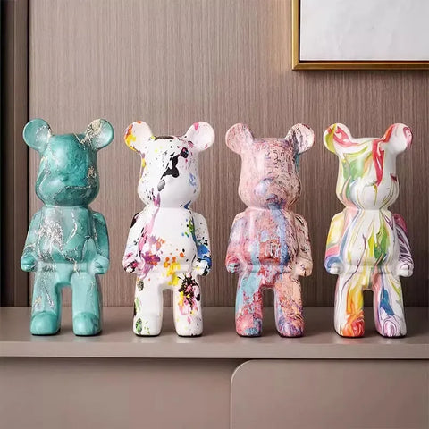 28cm Aesthetic Bear Figure Ceramics Saving Pot Statue Violent Bear Figurine Sculpture Luxury Livingroom Decoration Home Ornament