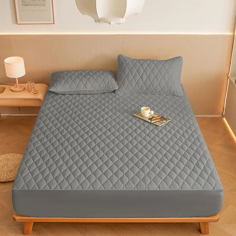 1PC Thicken Solid Color Checked Mattress Cover,Cotton-padded Breathable,Dust Proof,All SeasonsSuitable For The Bedroom,