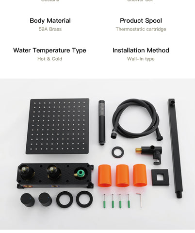 Luxury gun gray brass wall mounted shower system embedded design with 2 handles dual control hot and cold water bathroom faucet