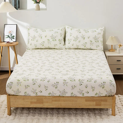 3PC Floral Bed Sheet Set  Bedroom Printed Bed Cover 100%Polyester Elastic Band Around Mattress Cover King Size Bed Cover