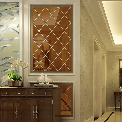 3D Mirror Stickers Acrylic Triangles Self-adhesive Diamonds DIY Wall Mirror Stickers for Living Room Home Decor 10/17/32/58Pcs