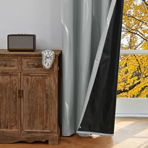 1pc/2pcs 100% Blackout Curtains, Luxury Marble and Wave Pattern Privacy Curtain for Living Room, Bedroom, Home Decor Grommet Top