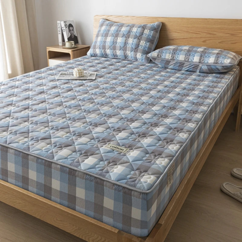 A-Class Hypoallergenic Washed Cotton Quilted Mattress Cover - Soft, Antibacterial, Cozy for a Restful Night's Sleep
