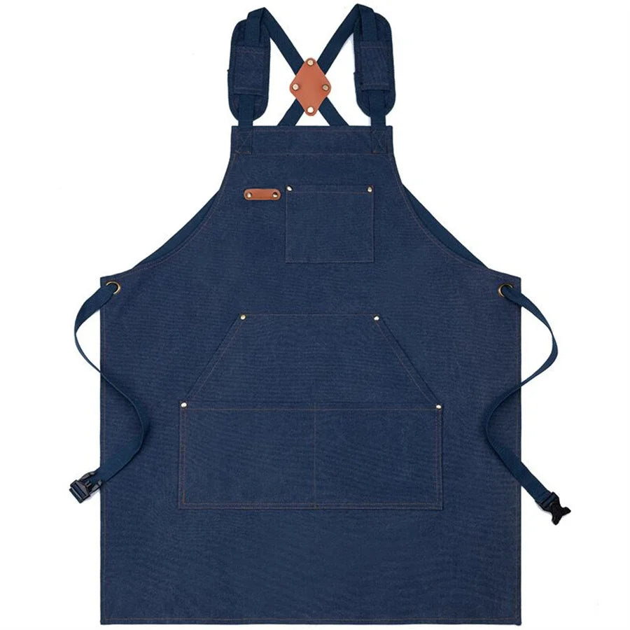 Thickened Cotton Canvas Apron Summer Household Kitchen Waterproof Gardening Work Waist Plain Apron