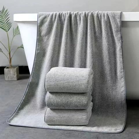Coral Fleece Quick-Drying Bamboo Striped Towel Set Soft And Absorbent Bathroom Experience Bath Towel Set or Hand Towel