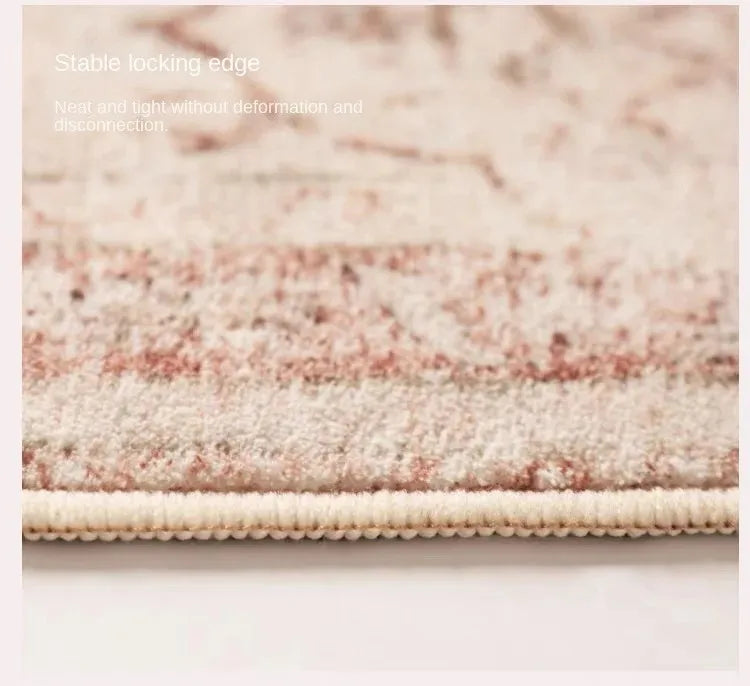 VIKAMA Bohemian Faux Wool Rug - Ultra-Thin, Stain-Resistant,Non-Slip Carpet for Study Room & Living Room,Soft Floor Mat Home Dec