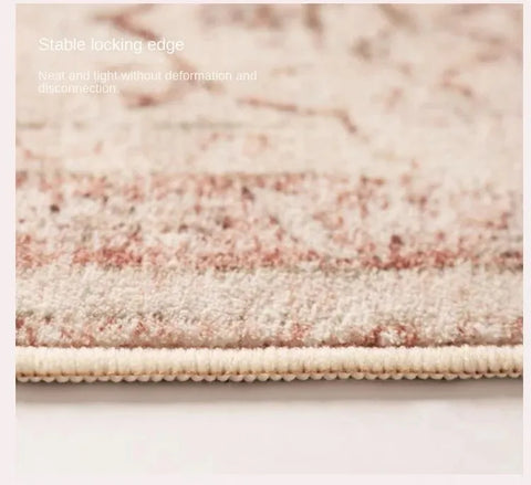 VIKAMA Bohemian Faux Wool Rug - Ultra-Thin, Stain-Resistant,Non-Slip Carpet for Study Room & Living Room,Soft Floor Mat Home Dec