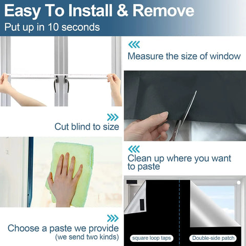100 Blackout Window Cover Darkest Light Block Black Privacy Film House Home Tint Glass Cloth Curtain Bedroom UV Sunshade Sun