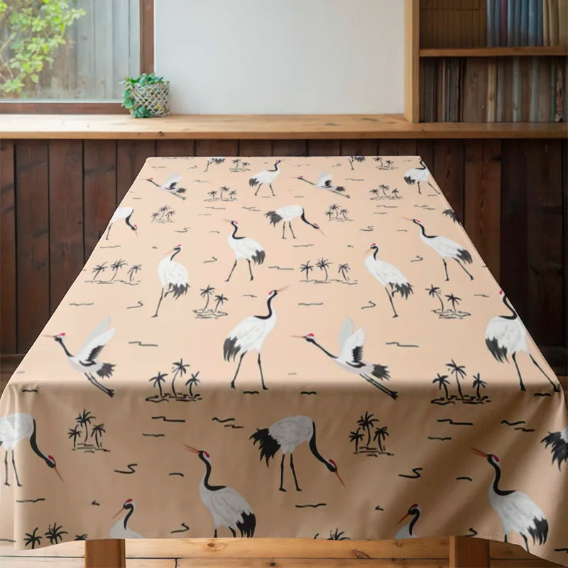 Modern Nordic Style Tablecloth Animal Print Kitchen Linen for Dining Room Decor Washable Home Textiles in Various Sizes (120cm x