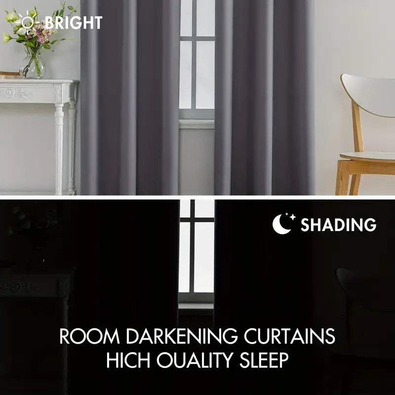 1PC Beige/Grey 100% Blackout Curtains with Grommets Total Privacy Drapes High Shade Shading Curtain For Living room Bedroom
