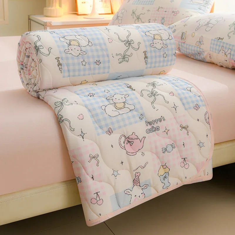 New Floral Print Spring Summer Quilt Soft Comfortable Quilted Quilts Single Double Blanket for Bed Comforter Knitted Thin Duvet