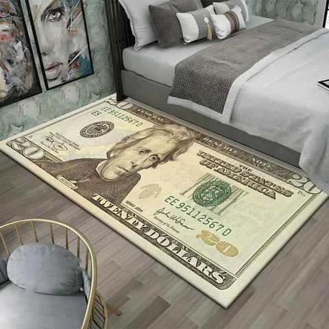 Colorful Creative Dollar Money Print Carpet Mat Rug Large Area Bedroom Entryway Non-Slip Stain Resistant Home Decoration INS
