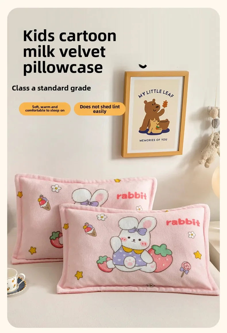 Kids Thick Warm Winter Pillowcase ,Velvet Flannel Skin-Friendly Pillowshams,Fluffy Fabric Pillow Covers Super Soft Home Textiles