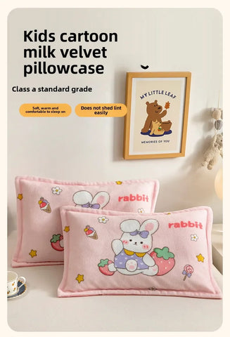 Kids Thick Warm Winter Pillowcase ,Velvet Flannel Skin-Friendly Pillowshams,Fluffy Fabric Pillow Covers Super Soft Home Textiles