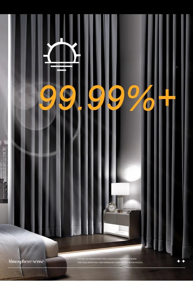 Grey Blackout Curtains Thermal Insulation Cotton Linen Drapes for Bedroom Living Room Sunshade Luxury Custom Window Treatments