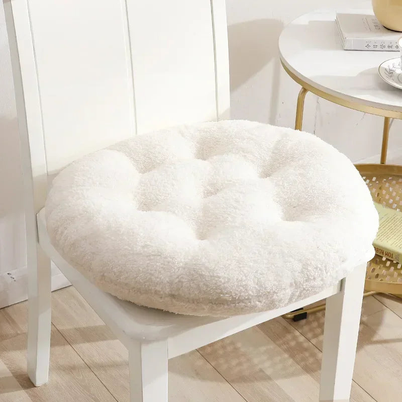 Winter Plush Thick Seat Cushion Home Sofa Office Chair Solid Color Lambswool Cushion Thicken Soft Floor Pads Round and Square