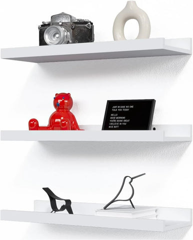 Set of 3 Floating Shelves for Wall Living Room Decor Wall Mounted Shelves with Lip for Display Picture Ledge Shelf for Bedroom