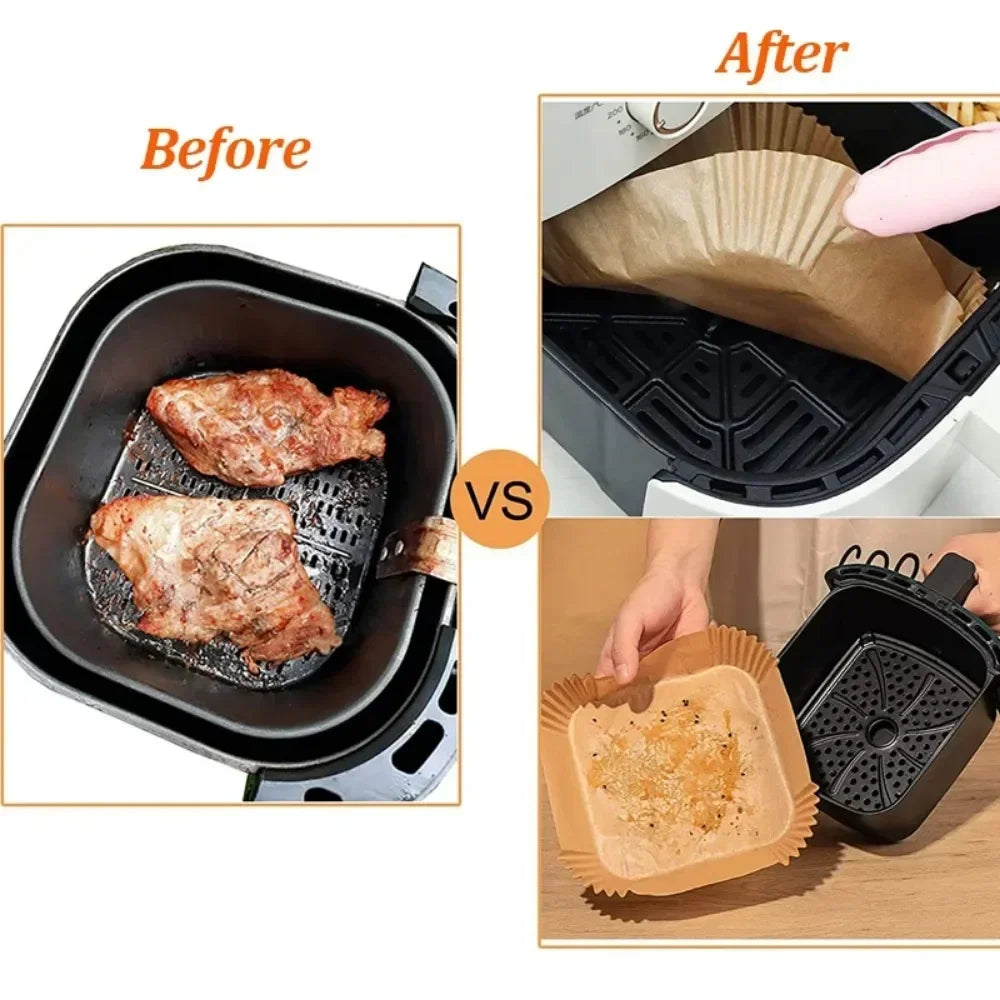 50/30PCS Waxed Paper for Air Fryer Baking Supplies Non-stick Pot Holders Airfryer Papers BBQ Plate Bakeware Kitchen Dining Bar