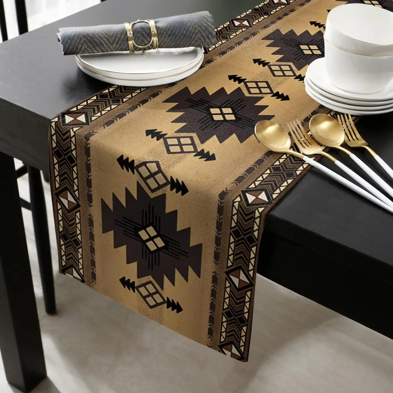 Southwestern America Ethnic Tribal Linen Table Runners Dresser Scarves Reusable Kitchen Dining Table Runners Party Decorations
