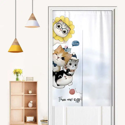 Cute Cartoon Animals Door Curtain Partition Curtains Doorway Bedroom Cafe Decor Half Curtain Kitchen Entrance Hanging Curtains